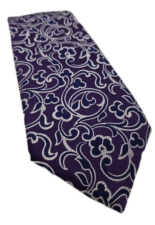 Van Buck Purple Floral Pattern Mens Silk Tie Wedding Formal Neck Tie BX17