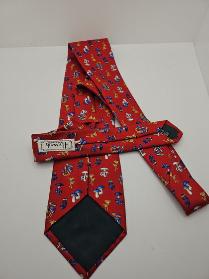 Harrods red Vintage Mushroom Print Mens Silk Tie Wedding Formal Neck Tie BX11