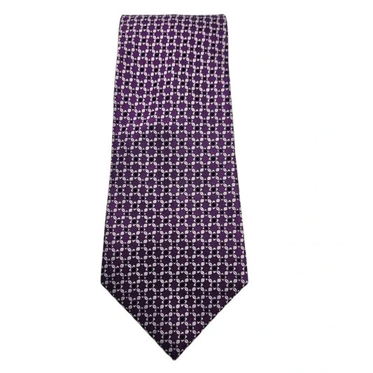 TM Lewin Men's Purple & Black Star Woven Silk Tie