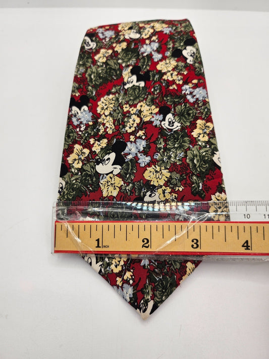 Tie Rack x Disney Silk Tie Mens Red Mickey Mouse Floral Statement Neck Tie BX23