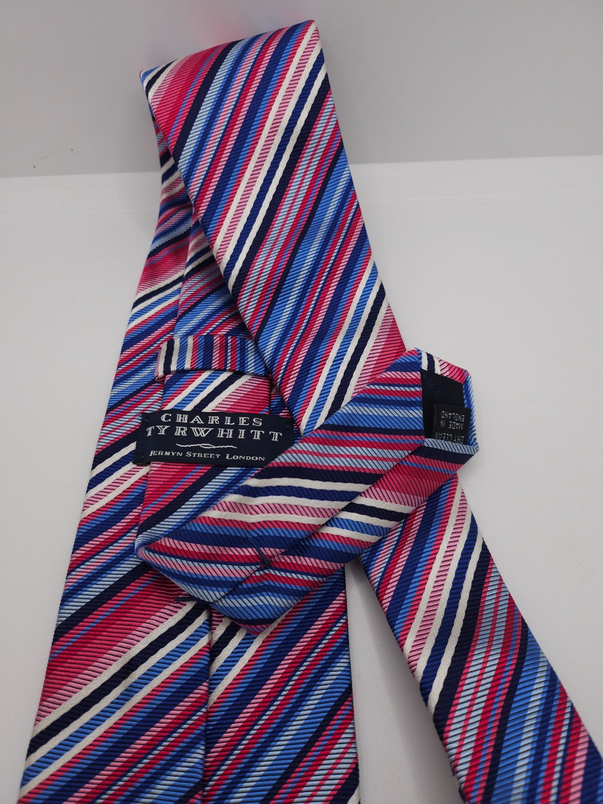 Charles Tyrwhitt Silk Tie Mens Multicoloured Striped Classic Y2k Necktie BX13