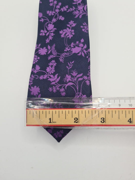 William Hunt Thin Purple Floral Mens Silk Tie Classic Designer Necktie Vintage Mens Tie UK BX12