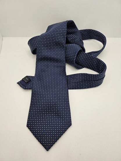 Austin Reed Silk Tie Mens Navy Blue Micro Square Pin Dot Vtg Retro Neck Tie BX2