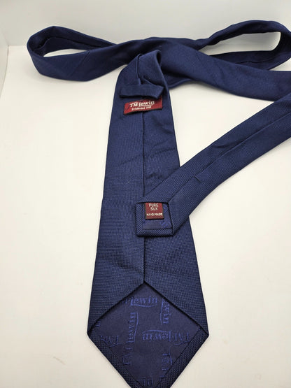 T.M. Lewin Silk Tie Mens Navy Blue Textured Classic Vintage Retro Neck Tie BX26