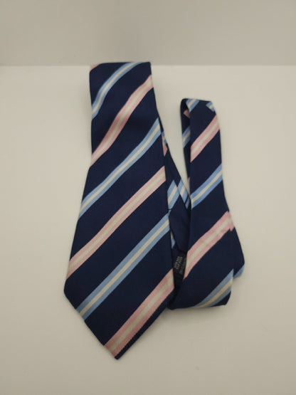 Charles Tyrwhitt Silk Tie Mens Navy Regimental Stripes Classic Y2k Neck Tie BX11