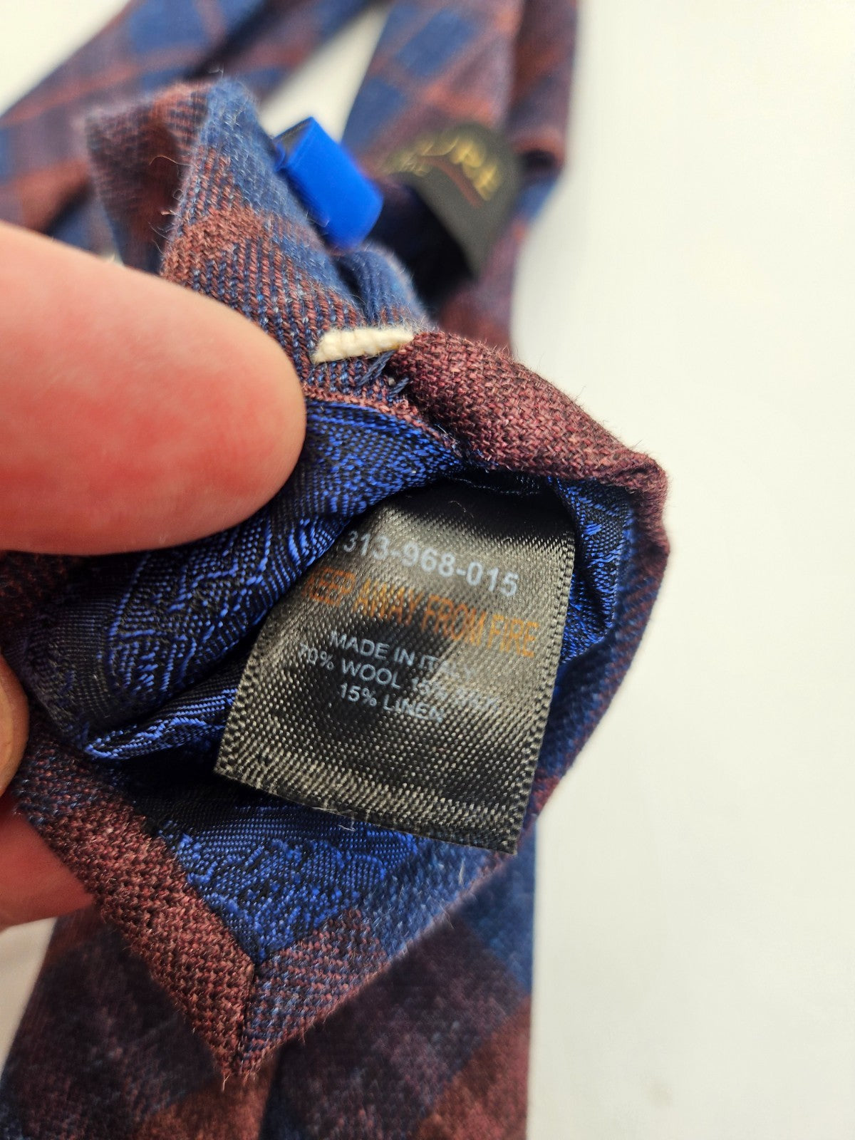 Next Signature Navy Brown Check Silk Tie