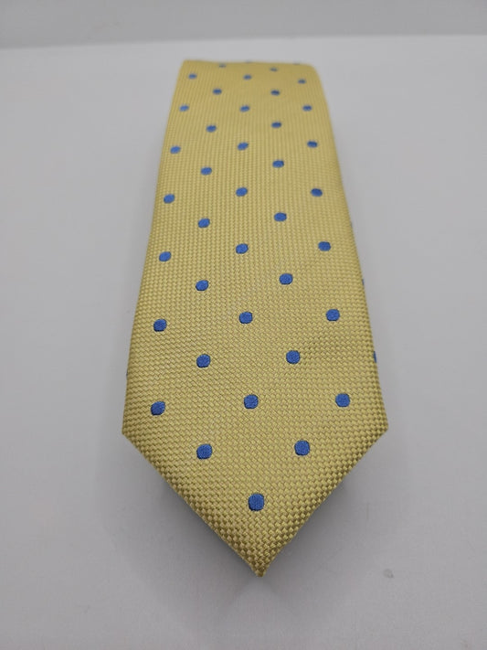 Charles Tyrwhitt Yellow Blue Spotted Mens Silk Tie Wedding Formal Neck Tie BX13