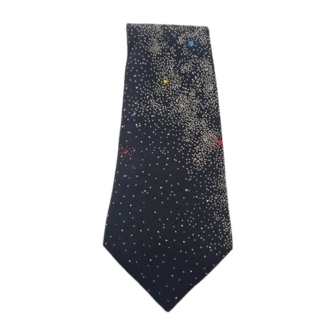 Vintage Retro Black Pattern Spotty Mens Silk Tie Classic Designer Necktie Spotted Vintage Mens Tie UK BX12