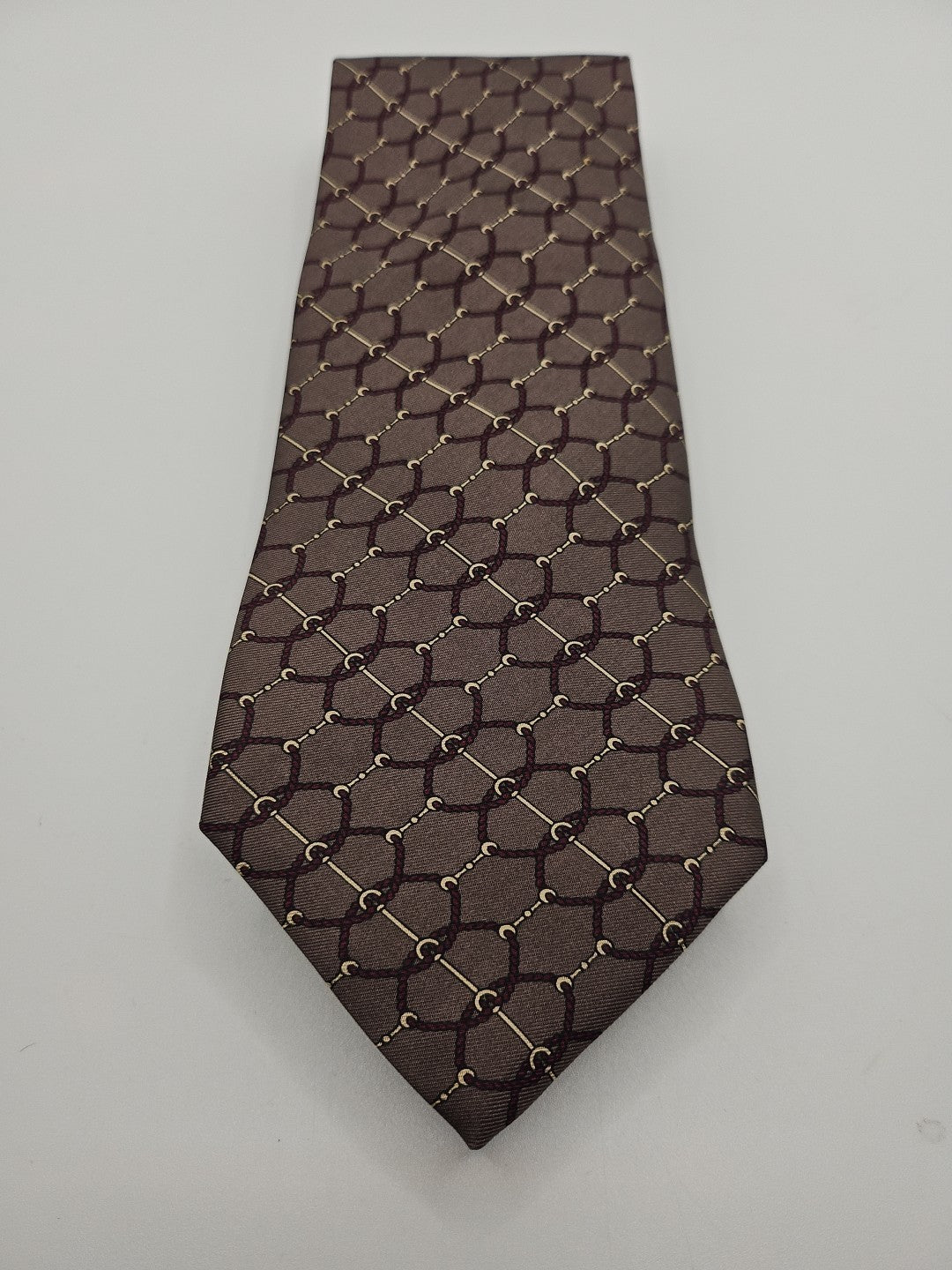 Vintage Brown Chain pattern Mens Silk Tie Wedding Formal Neck Tie BX15