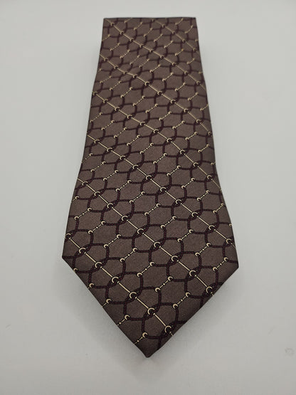 Vintage Brown Chain pattern Mens Silk Tie Wedding Formal Neck Tie BX15