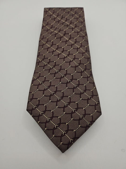 Vintage Brown Chain pattern Mens Silk Tie Wedding Formal Neck Tie BX15