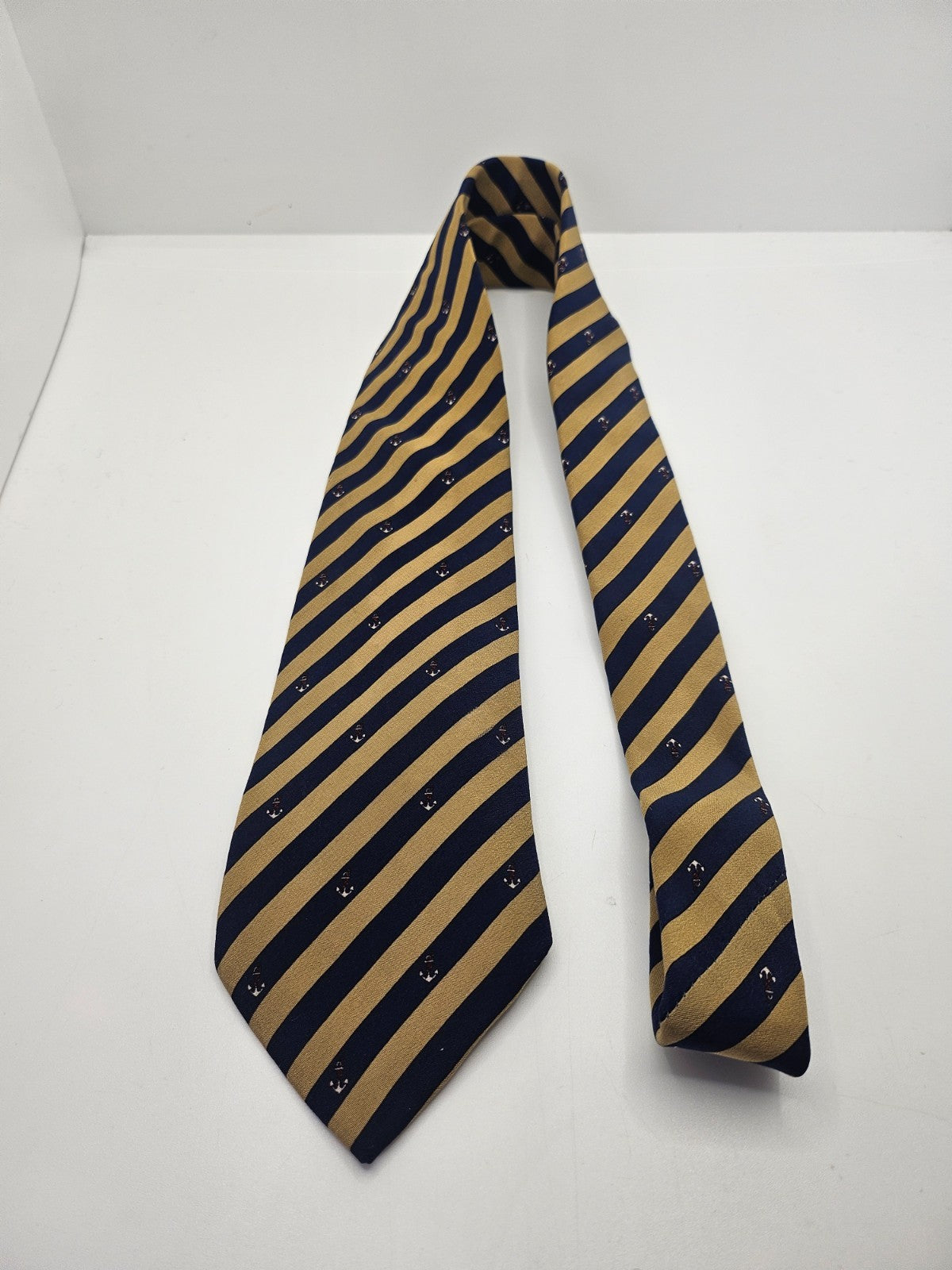 Ermenegildo Zegna Silk Tie Mens Blue Gold Striped Designer Wedding Neck Tie BX10