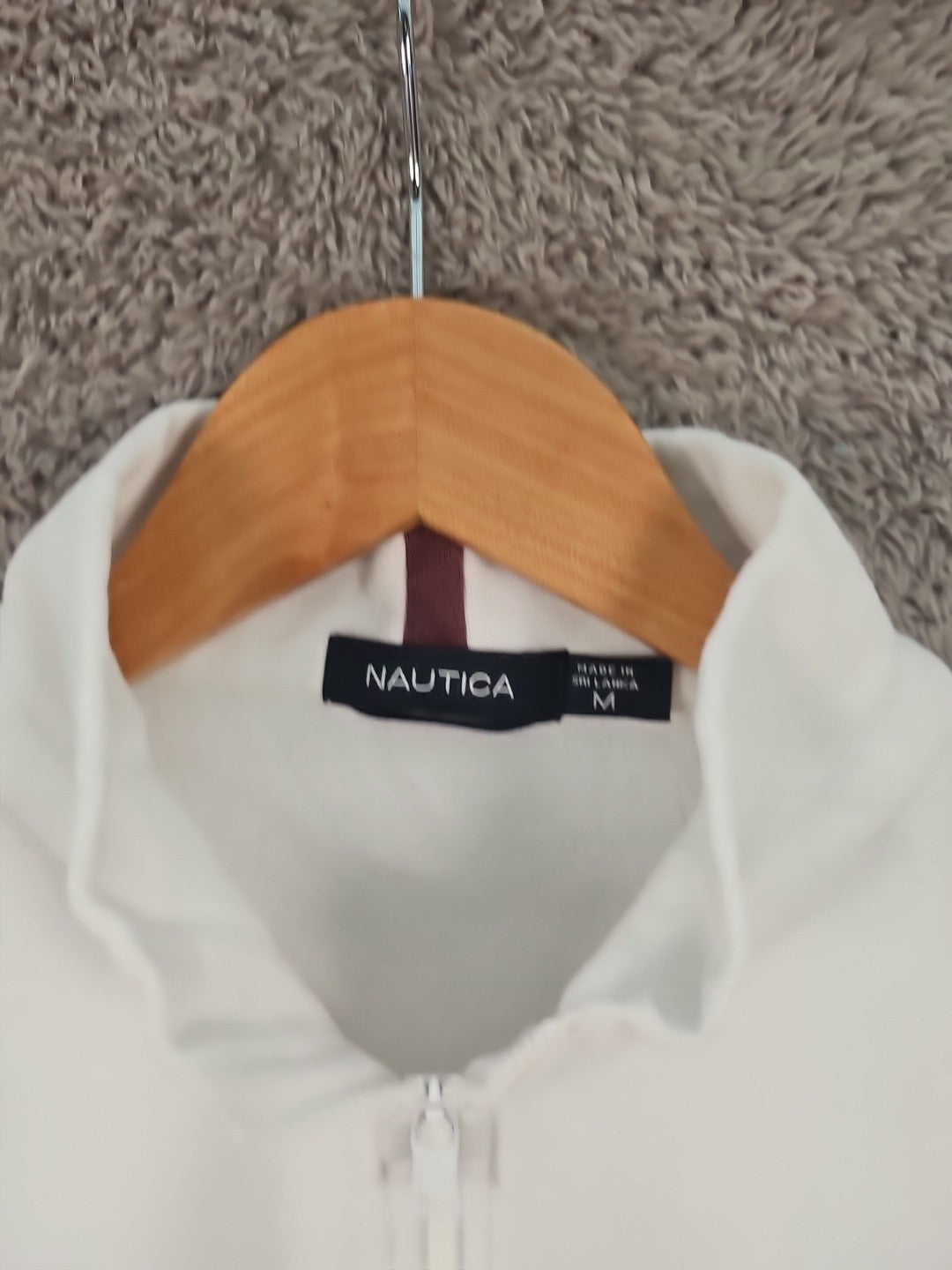 Nautica 1/4 Zip Mens Medium White Pullover Sweater  TB3