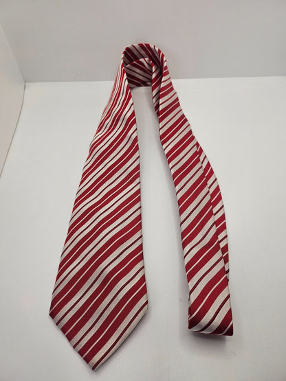 Edsor Kronen Red Silver Striped Silk Tie