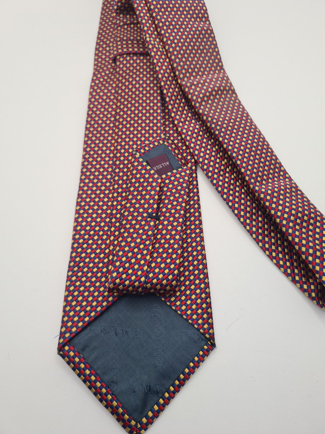 T.M Lewin Geometric Red Yellow Mens Silk Tie Classic Designer Necktie Geometric Vintage Mens Tie UK BX12