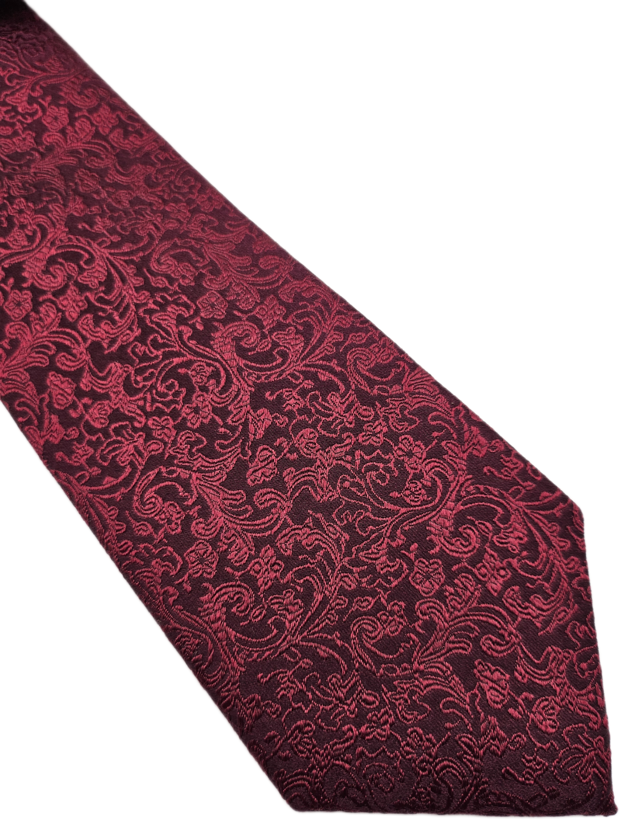 Moss 1851 Silk Tie Mens Burgundy Red Paisley Woven Jacquard Vintage Neck Tie BX1