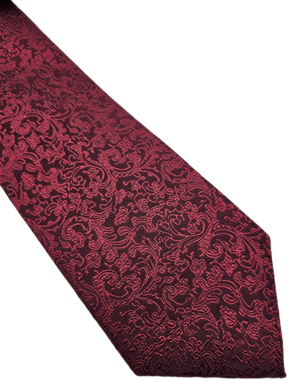 Moss 1851 Silk Tie Mens Burgundy Red Paisley Woven Jacquard Vintage Neck Tie BX1