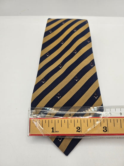 Ermenegildo Zegna Silk Tie Mens Blue Gold Striped Designer Wedding Neck Tie BX10
