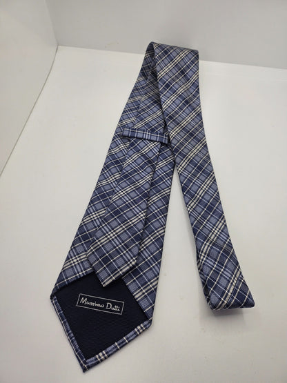 Massimo Dutti Blue Plaid Check Silk Tie