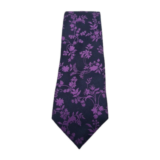 William Hunt Thin Purple Floral Mens Silk Tie Classic Designer Necktie Vintage Mens Tie UK BX12