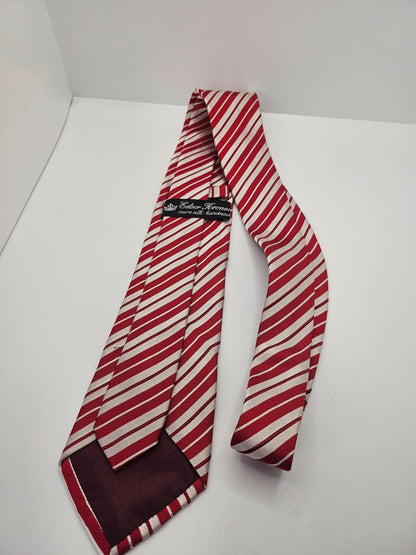 Edsor Kronen Red Silver Striped Silk Tie