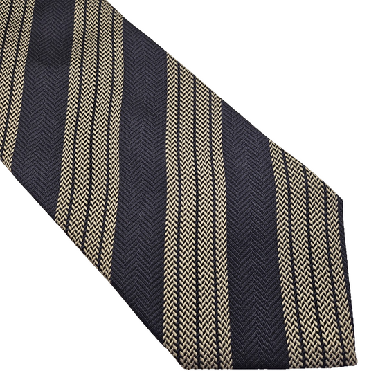 Giorgio Armani Mens Silk Tie Black Grey Striped Vtg Retro Wedding Neck Tie R1