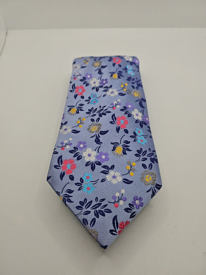 Duchamp Blue Flower Pattern Mens Silk Tie Wedding Formal Neck Tie BX17