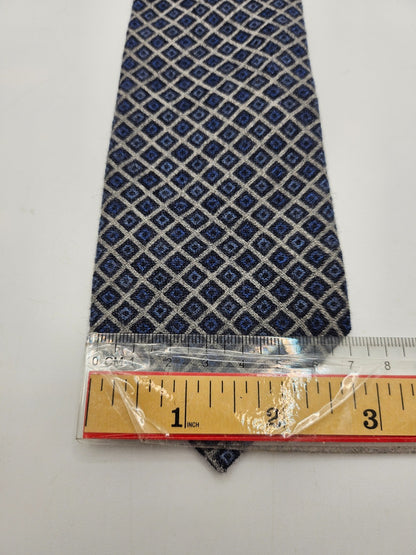 Moss 1851 Wool Tie Mens Blue Gray Textured Geometric Diamond Retro Neck Tie BX1