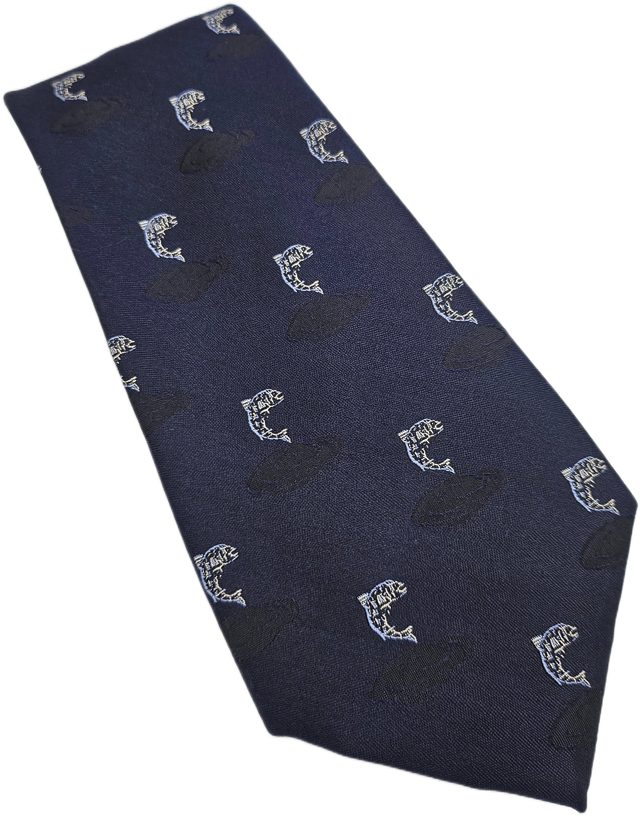 Hawes & Curtis Navy Blue Fish Silk Tie