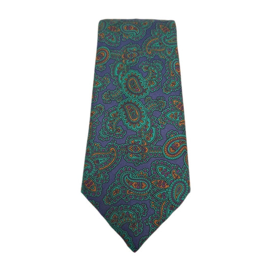 Vintage Green / Blue Paisley pattern Silk Tie | Designer Mens Tie UK Paisley Vintage Mens Tie UK BX14