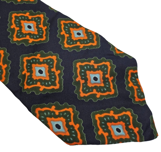 Christian Dior Blue Geometric Silk Tie