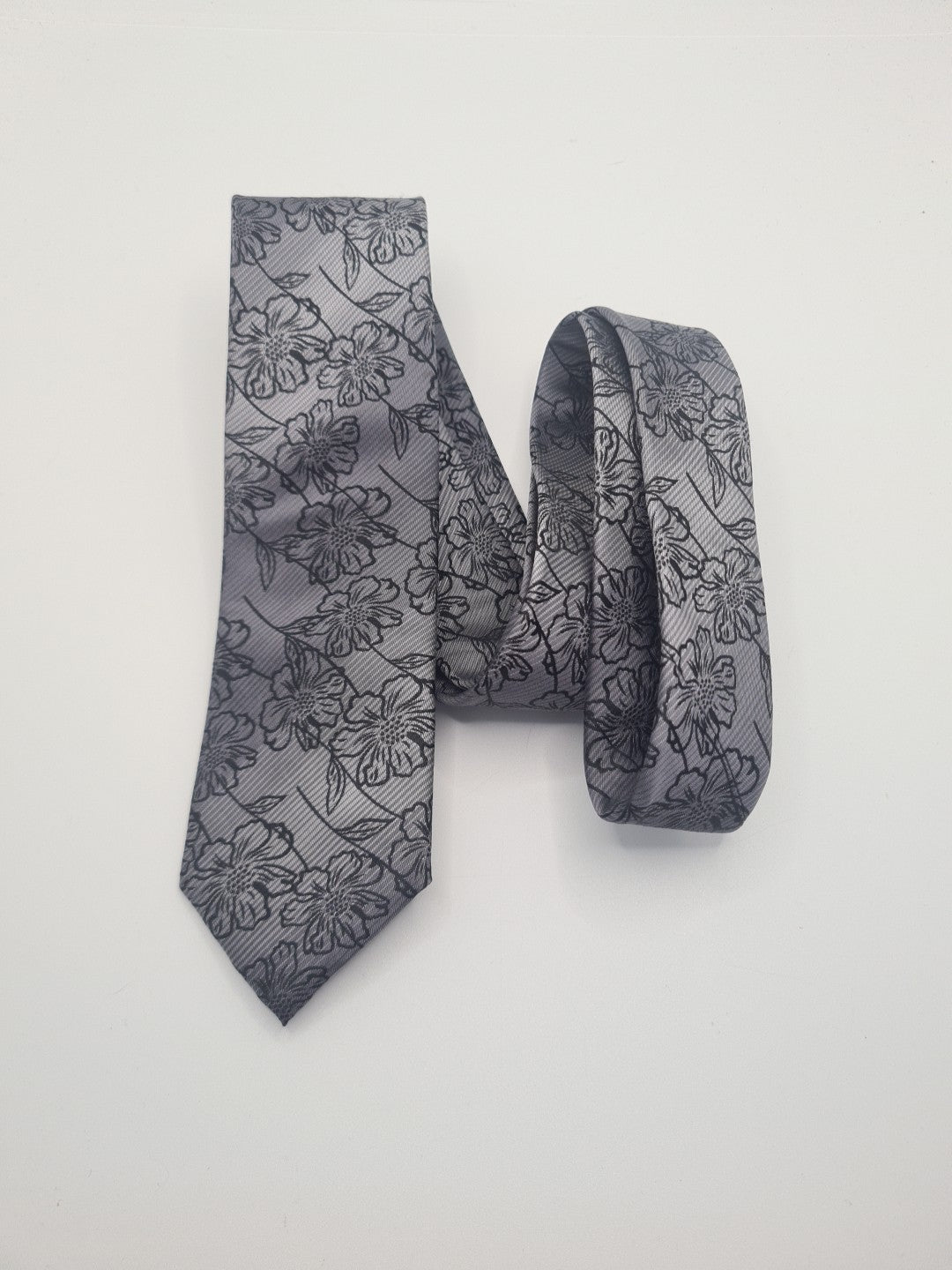 William Hunt Grey Flower Mens Silk Tie Classic Designer Necktie Formal Vintage Mens Tie UK BX6