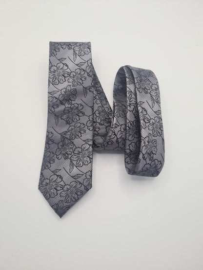William Hunt Grey Flower Mens Silk Tie Classic Designer Necktie Formal Vintage Mens Tie UK BX6