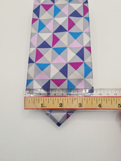Charles Tyrwhitt Silver Geometric Mens Silk Tie Classic Designer Necktie Geometric Vintage Mens Tie UK BX13