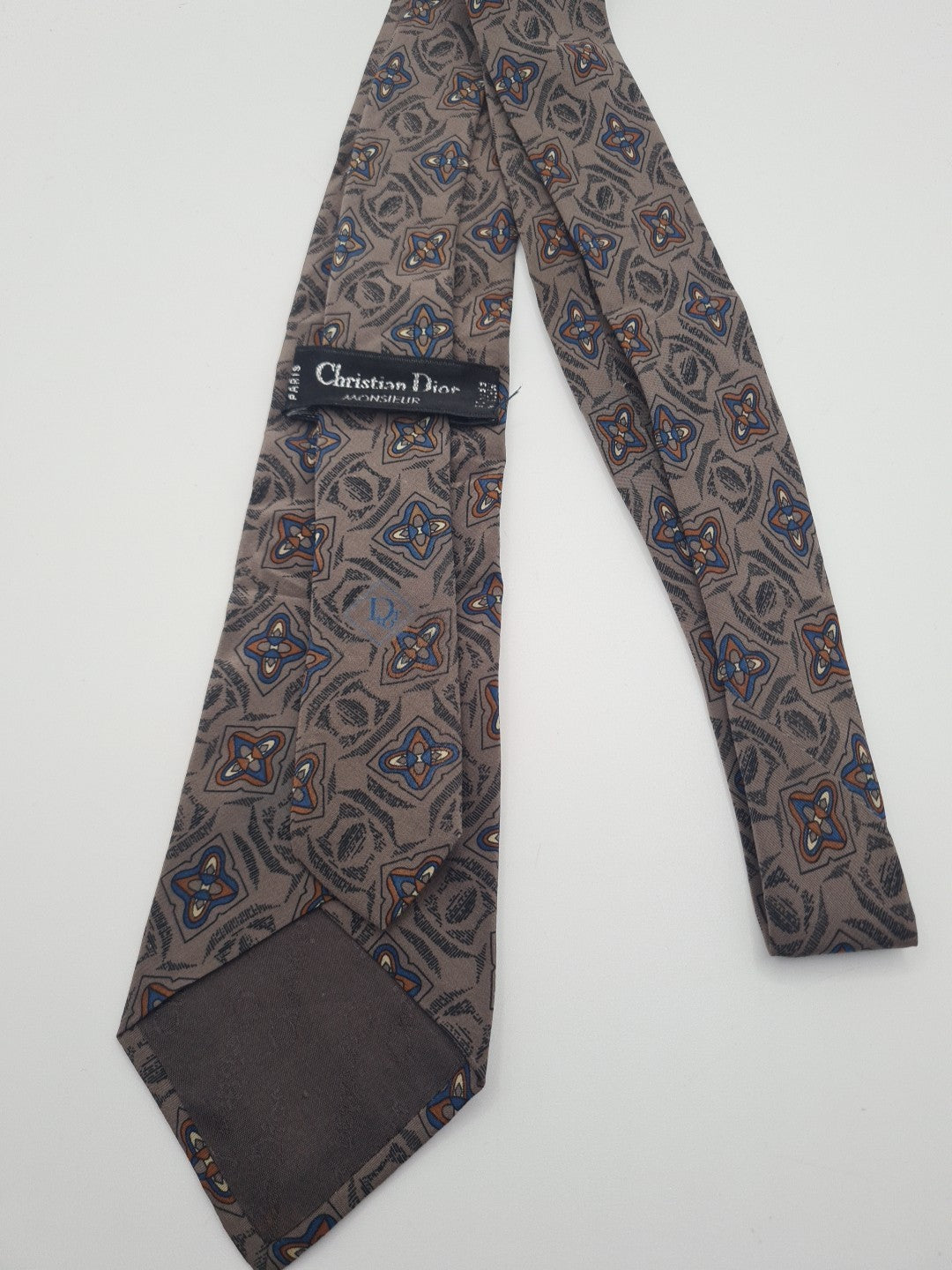 Christian Dior Vintage Brown Pattern Mens Silk Tie Classic Designer Necktie Vintage Mens Tie UK BX10