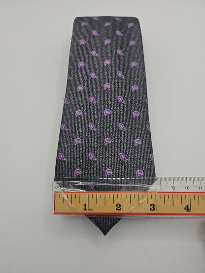 Moss Grey / Purple Paisley pattern Mens Silk Tie Wedding Formal Neck Tie BX16