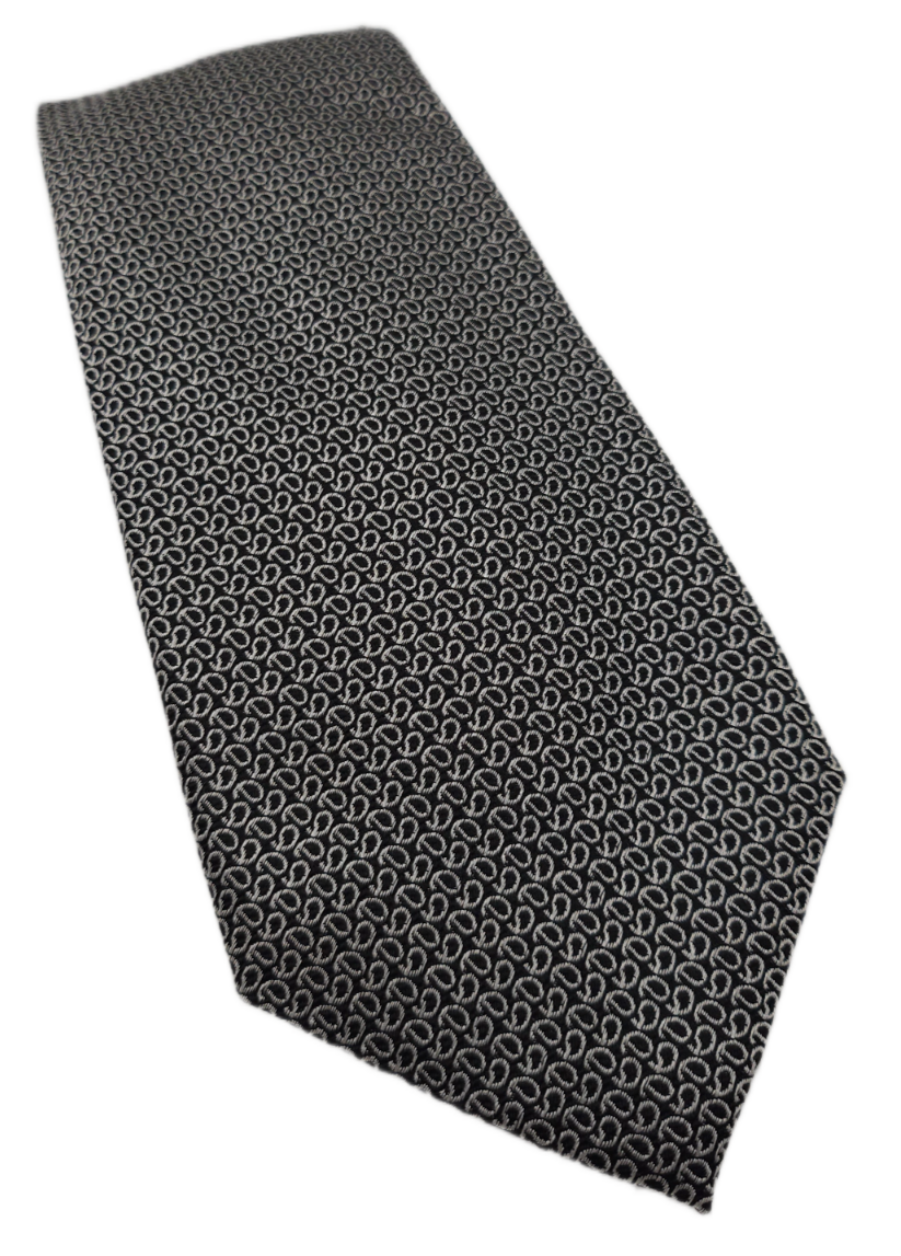 Charles Tyrwhitt Silk Tie Mens Charcoal Grey Geometric Patterned Necktie BX13