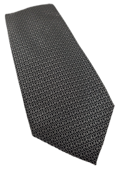 Charles Tyrwhitt Silk Tie Mens Charcoal Grey Geometric Patterned Necktie BX13