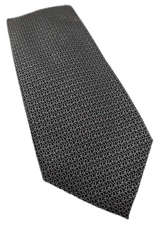 Charles Tyrwhitt Silk Tie Mens Charcoal Grey Geometric Patterned Necktie BX13