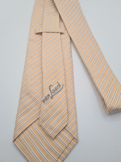 Van Laack Yellow/Sliver stripe Mens Silk Tie Classic Designer Necktie Formal Striped Vintage Mens Tie UK BX9