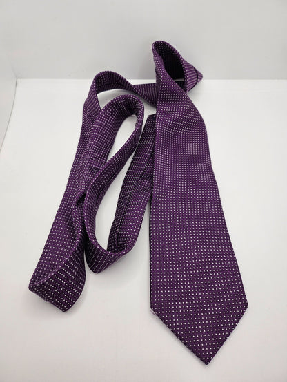 Charles Tyrwhitt Mens Silk Tie Purple Swiss Dot Vtg Retro Wedding Neck Tie R1
