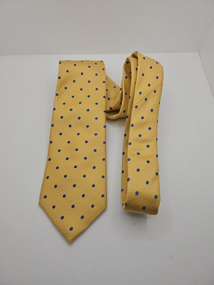 Charles Tyrwhitt Yellow / Blue Spotty Mens Silk Tie Wedding Formal Neck Tie BX13