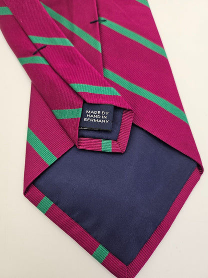 Ralph Lauren Polo Mens Silk Tie Purple / Green Stripe Vtg Retro Wedding Neck Tie