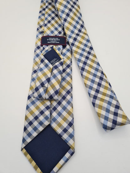 Charles Tyrwhitt Blue Plaid Formal Mens Silk Tie Classic Designer Necktie Vintage Mens Tie UK BX12