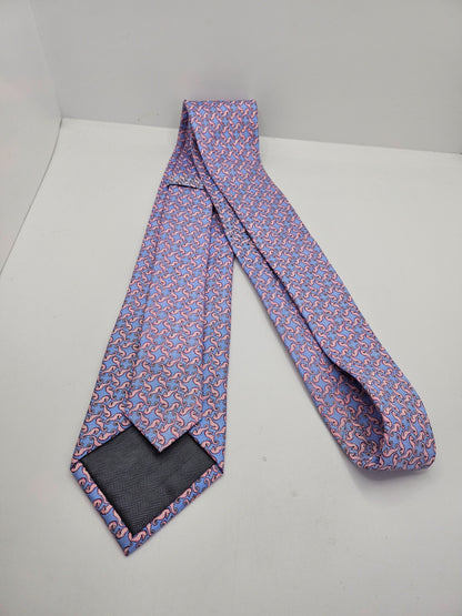 Marks & Spencer Silk Tie Mens Blue Pink Seahorse Novelty Designer Neck Tie BX23