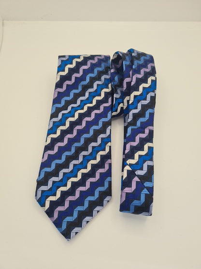 Duchamp Zig Zag pattern Mens Silk Tie Classic Designer Necktie Formal Vintage Mens Tie UK BX7