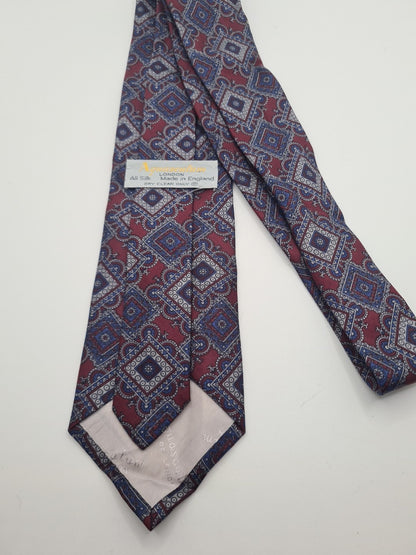 Aquascutum Vintage Pattern Mens Silk Tie Classic Designer Necktie Vintage Mens Tie UK BX12
