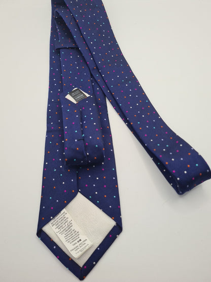 M & S Blue Spotty Pattern Mens Silk Tie Classic Designer Necktie Spotted Vintage Mens Tie UK BX12