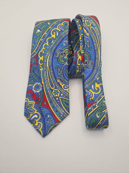 Italian Vintage Blue Pattern Mens Silk Tie Classic Designer Necktie Formal Vintage Mens Tie UK BX9
