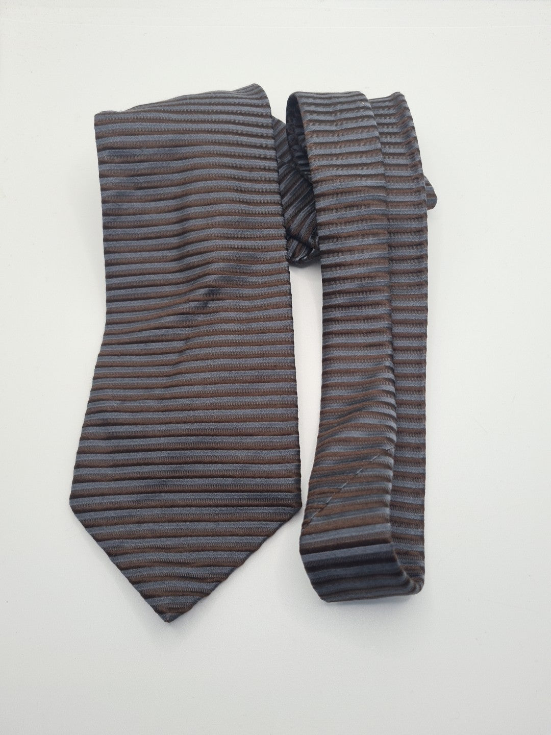 Ermenegildo Zegna Brown Stripe Mens Silk Tie Classic Designer Necktie Striped Vintage Mens Tie UK BX10